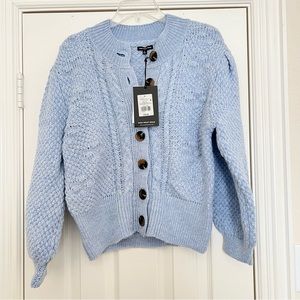 NWT Who What Wear Light Blue Cable Knit Button Up Cardigan Small